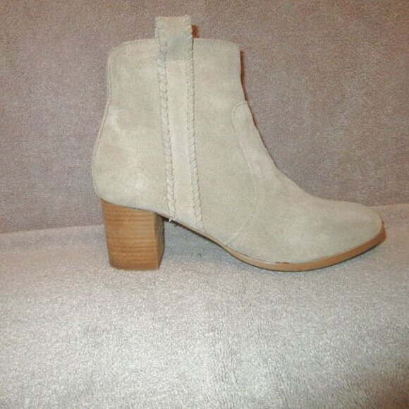 Coconuts by Matisse Ankle Boot Size 10 Spirit Suede Leather Zip Heel Neutral - Picture 4 of 12